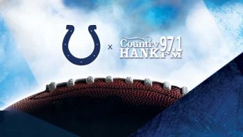 Country 97.1 HANK FM Home of the Colts logo with football