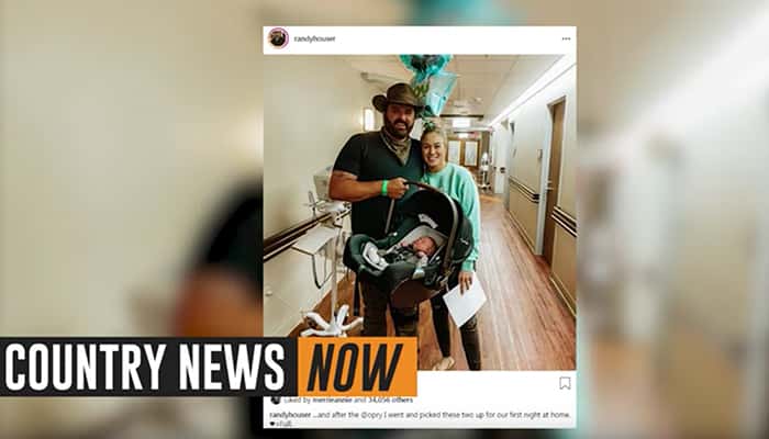 Country News Now with Cara on 97.1 HANK FM screenshot of Randy Houser and Tatiana Houser with newborn son