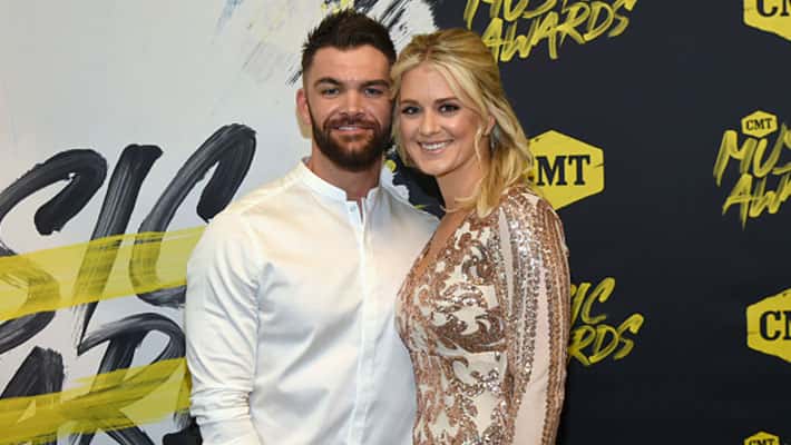 Dylan Scott and Wife Blair pose at the 2018 CMT awards