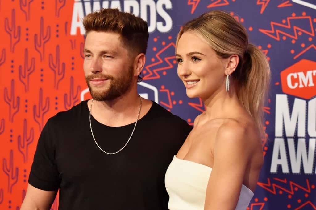 Chris Lane and Lauren Bushnell attend the 2019 CMT Music Awards