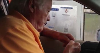 Grandpa gets mad while trying to pay for his toll