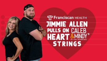 caleb and mindy in black shirts back to back with franciscan health, "Jimmie Allens Story pulled on our heart strings"