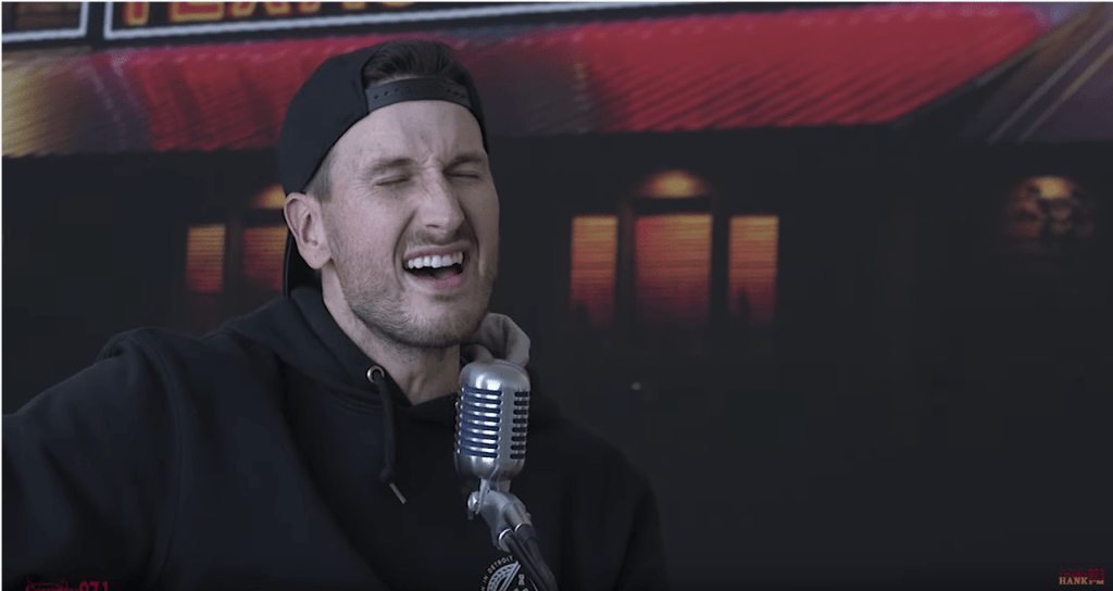 Country singer Russell Dickerson sings Back Porch Live at Emmis Communications