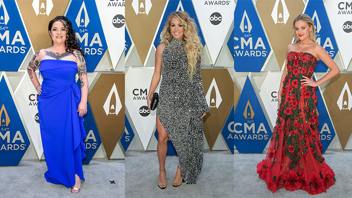 Ashley McBryde, Carrie Underwood & Kelsea Ballerini at the 2020 CMA awards