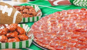 pizza and wings for Super Bowl Sunday