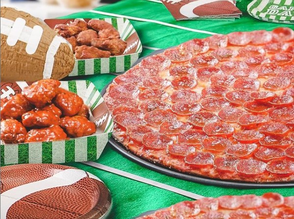 pizza and wings for Super Bowl Sunday
