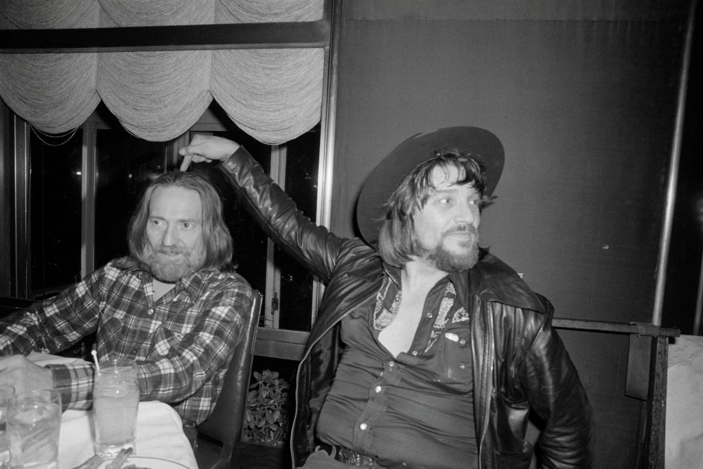 Waylon Jennings Pointing to Willie Nelson