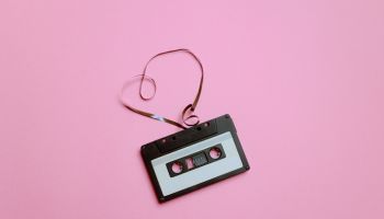 Vintage Retro Audio Cassette with heart Shaped Tape