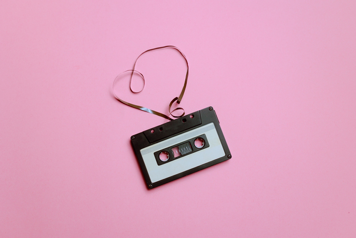 Vintage Retro Audio Cassette with heart Shaped Tape