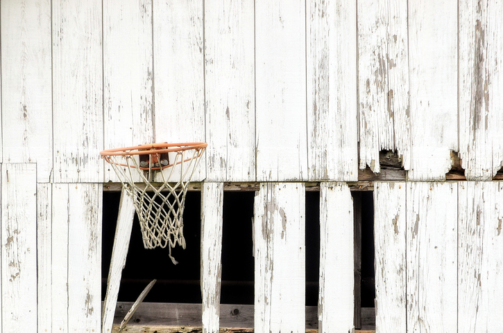 Basketball Hoop On Old Barn