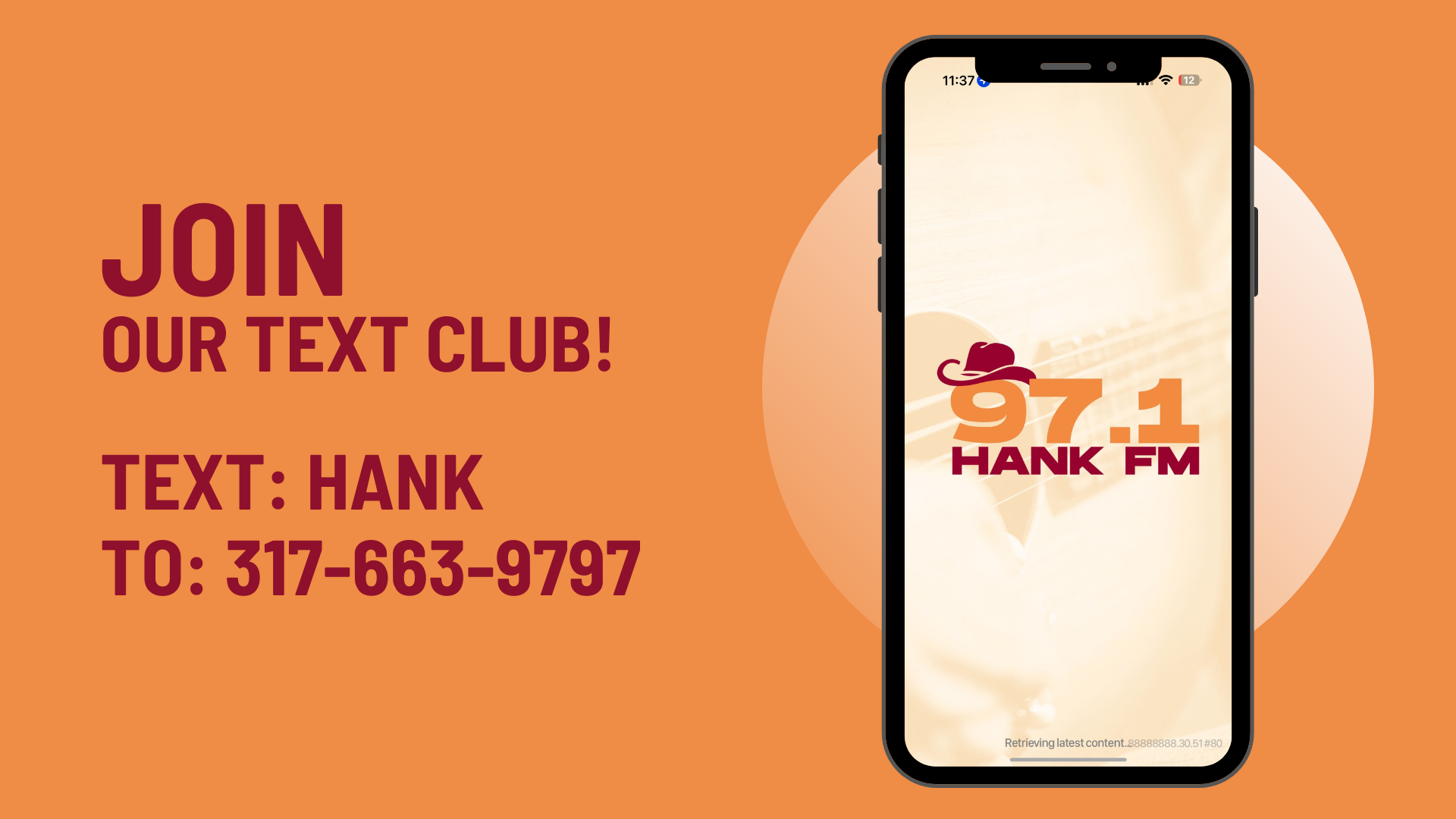 HankFM Text Club text to sign up for contesting and other